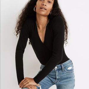 Madewell Wrap BodySuit in Black